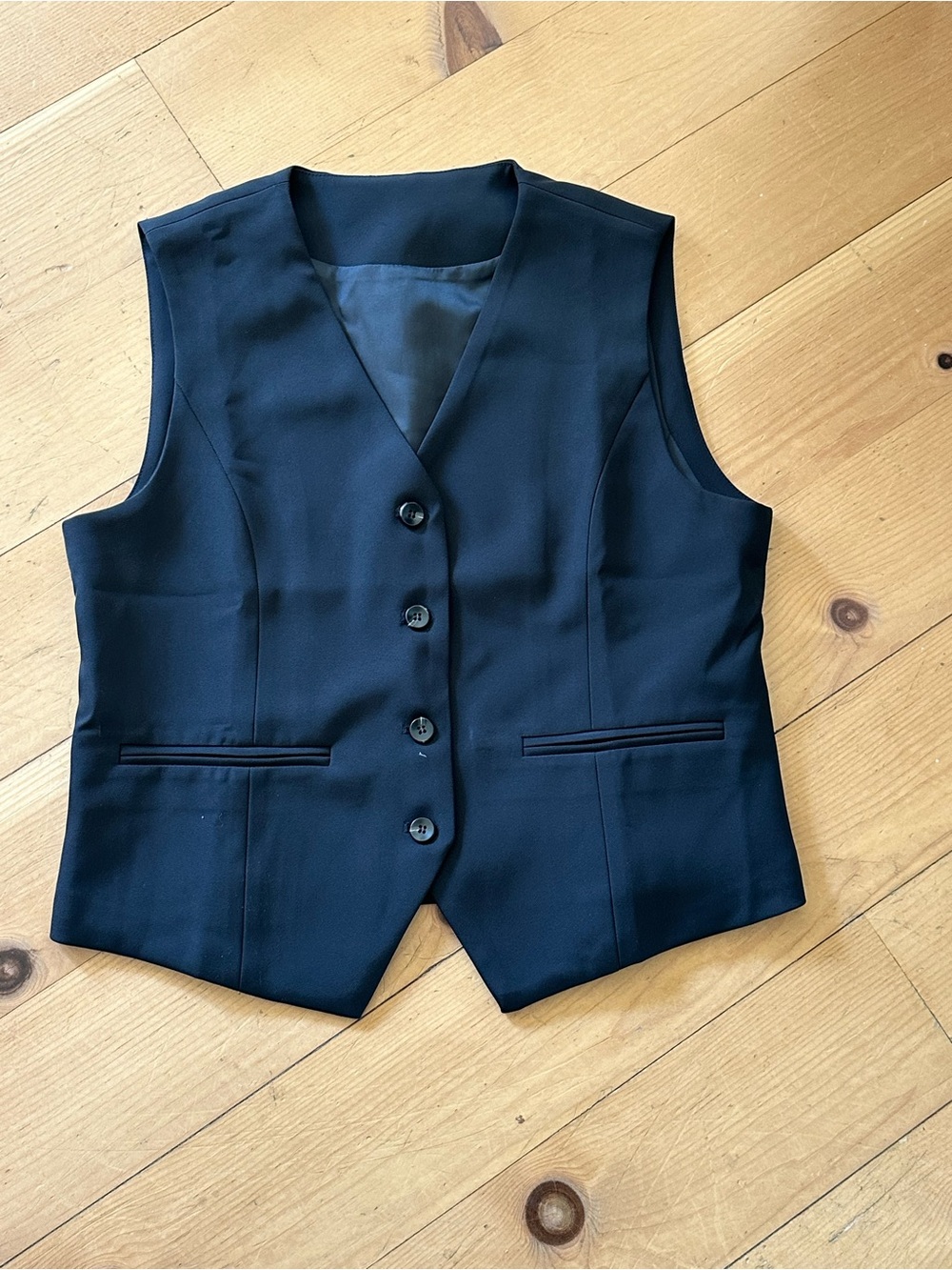 Women's Black Tailored Vest - Classic Sleeveless Jacket size L
